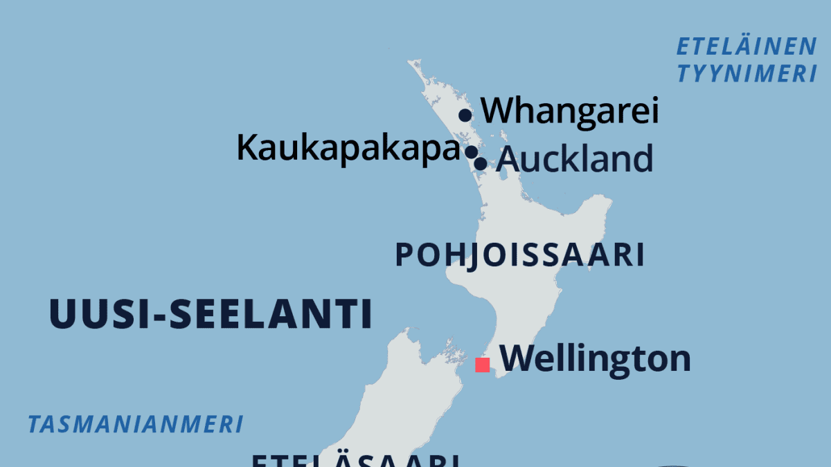 Kartta Uudesta-Seelannista.