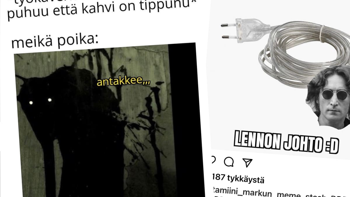 Kuvakaappauksia Ketamiini-Markun Instagram tilin meemeistä.