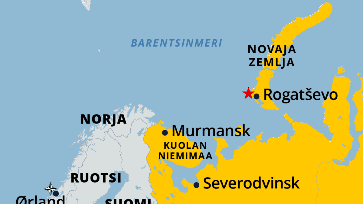 Kartta Barentsinmeren alueesta.