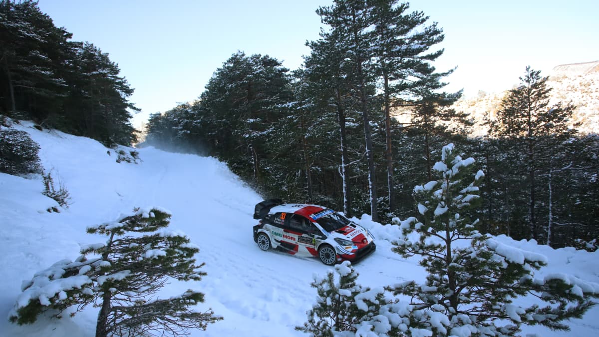 Elfyn Evans and Scott Martin of Great Britain compete with their Toyota Gazoo Racing WRT Toyota Yaris WRC during day four of the FIA World Rally Championship Monte Carlo on January 24, 2021 in Gap, France