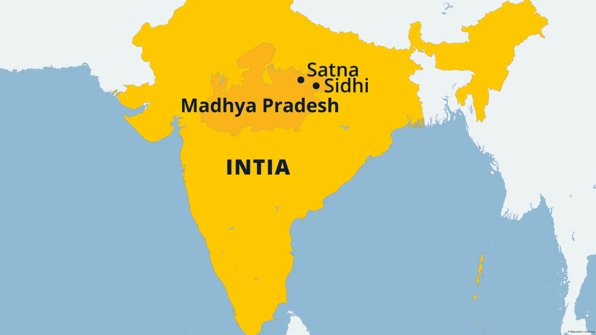 Madhya Pradeshin osavaltio kartalla, Intia