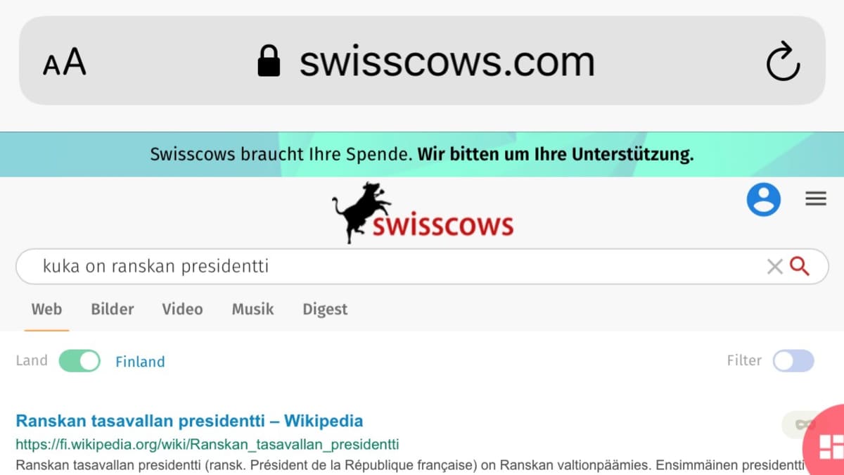 Kuva Swisscows.comin hakutuloksesta