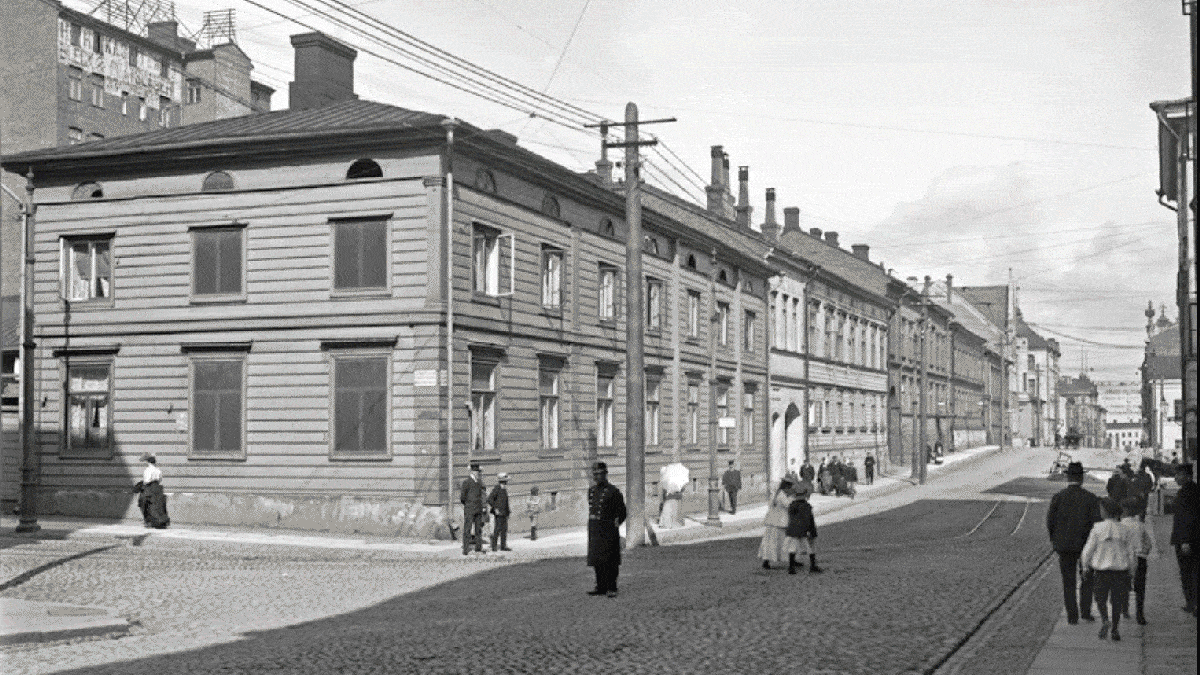 Näkymä Kasarminkadulta vuodelta 1907. 