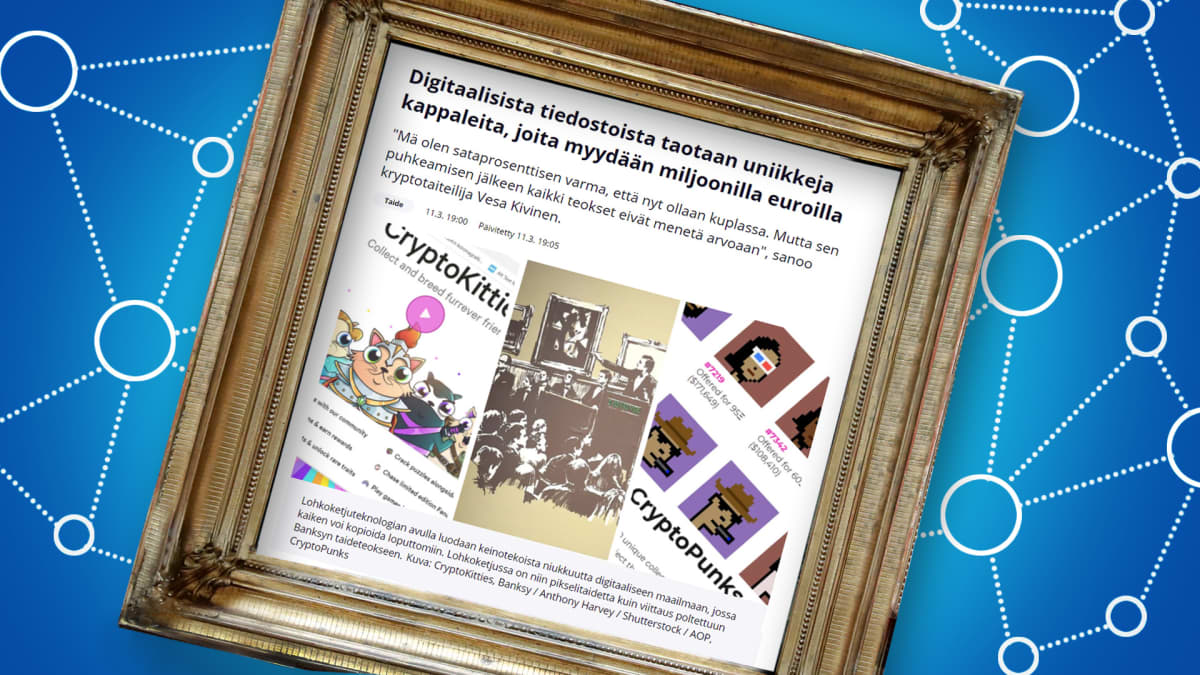 Kehystetty kryptotaidejuttu.