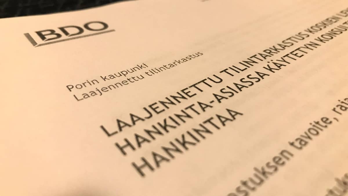 Tilintarkastusyhtiö BDO:n tekemä tilintarkastusraportti Porin kaupungin lentoliikennekonsulttien hankinnasta.