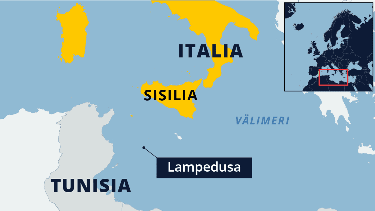 Kartalla Lambedusan saari Välimeressä.