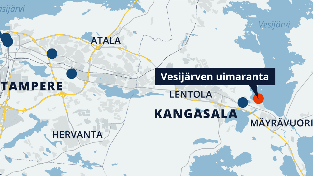 Tampereen kartta, Vesijärven uimaranta