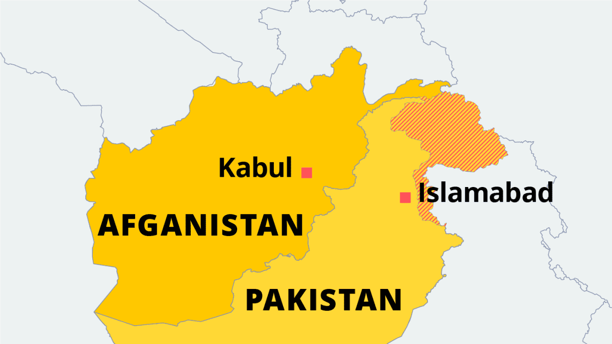 Kartalla Afganistan ja Pakistan.