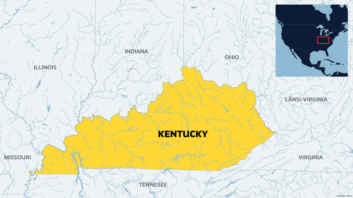 Kentuckyn kartta.