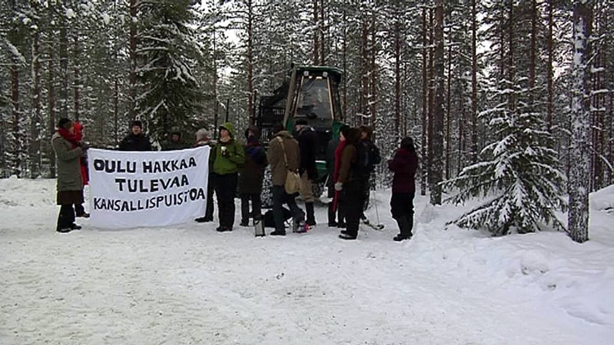 Mielenosoitus pysäytti hakkuut Oulun Sanginjoella.