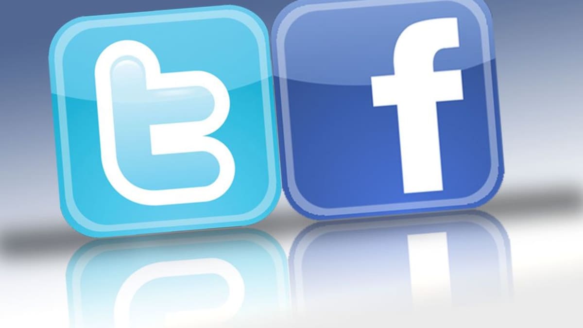 Twitter ja Facebook -logot vierekkäin.