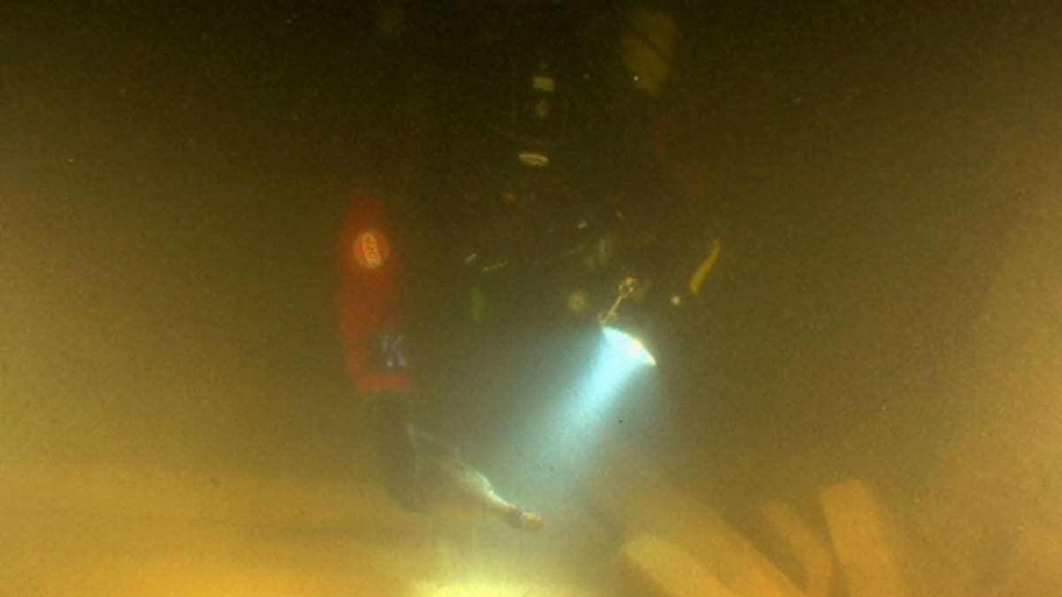 Diver with champagne bottle