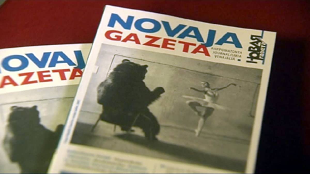 Suomeksi ilmestyvän Novaja Gazetan kansi.