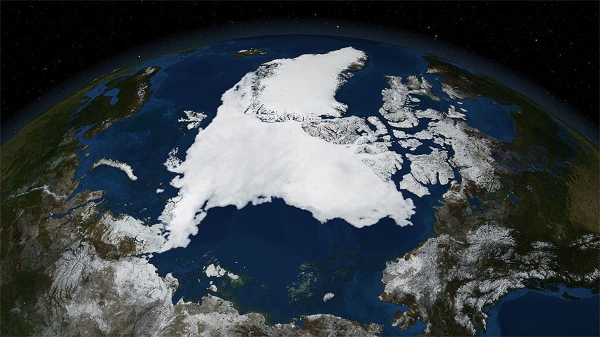 Satelliittikuva Pohjoisesta jäämerestä.