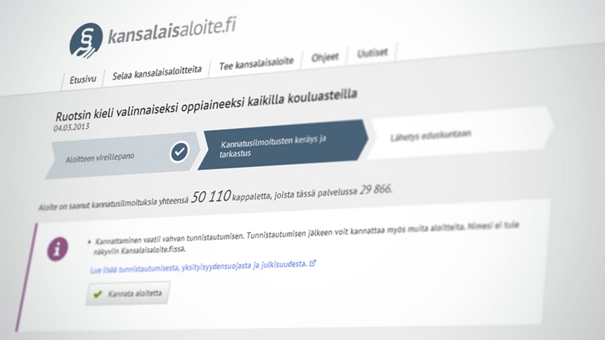 Kuvakaappaus kansalaisaloite.fi:stä