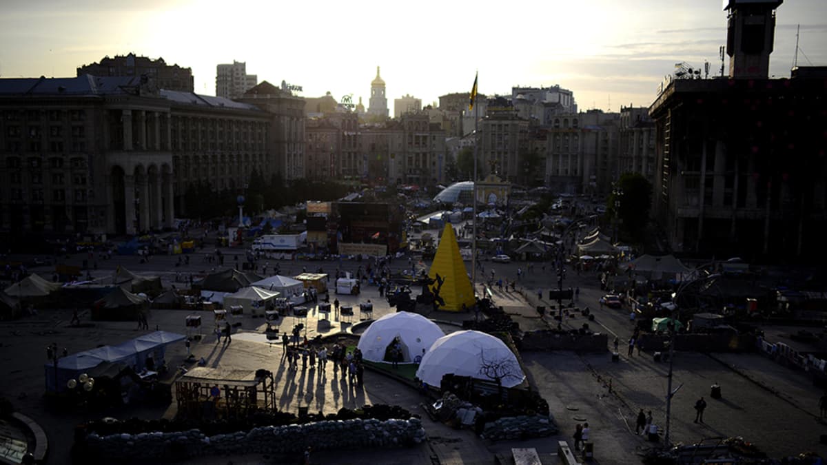 Näkymä Kiovan Itsenäisyydenaukiolle perjantai-iltana 23. toukokuuta.