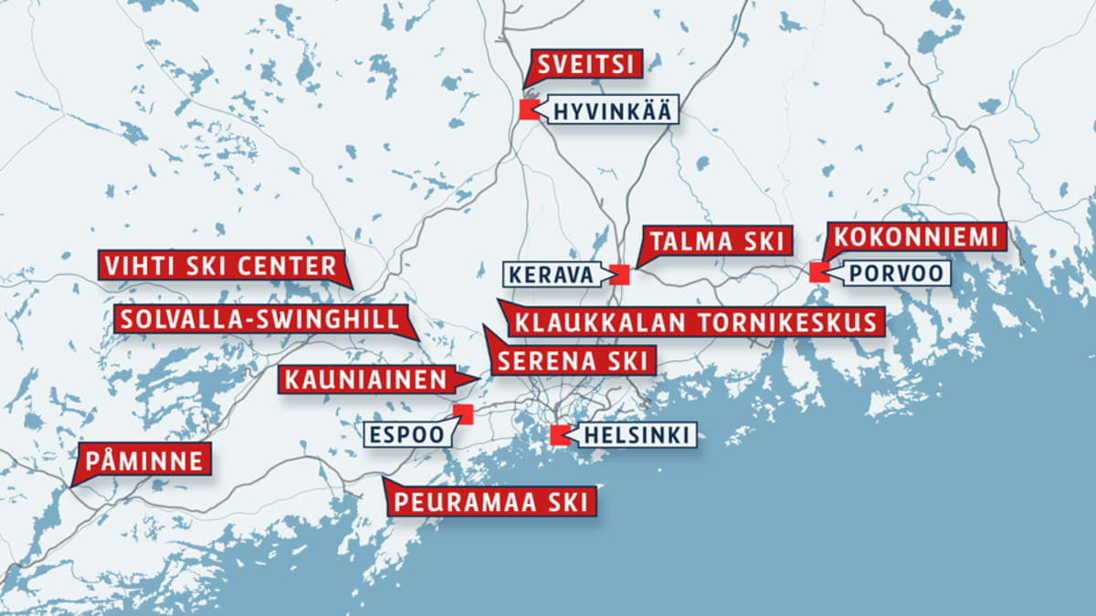 Helsingistä pääsee autolla tunnissa kymmeneen hiihtokeskukseen | Yle Uutiset