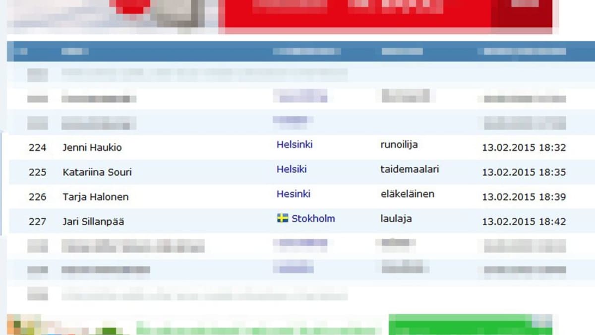 Kuvakaappaus adressit.com-vetoomuksesta, jossa on muun muassa Tarja Halosen ja Jari Sillanpään nimet.