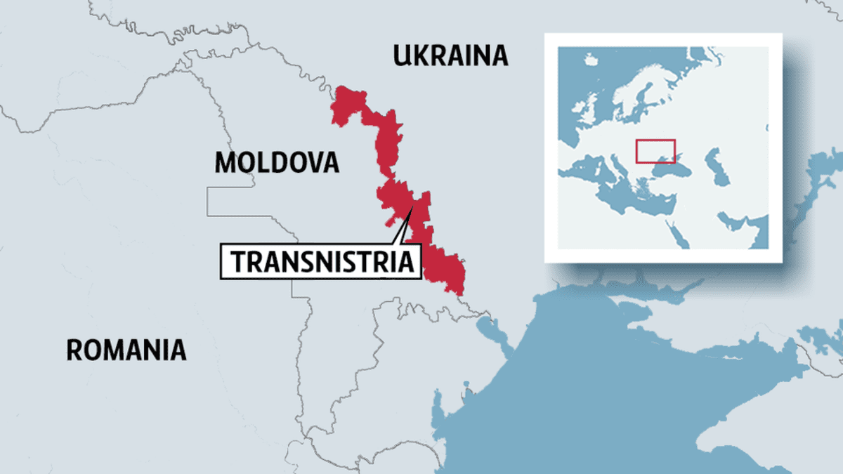 Kartta, johon merkitty Transnistrian alue.