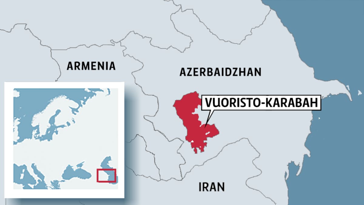 Kartta, jossa Vuoristo-Karabahin alue Azerbaidzhan