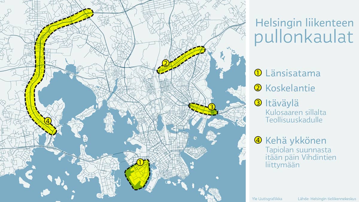 Täällä ovat Helsingin kovimmat ruuhkat – katso kartasta | Yle Uutiset
