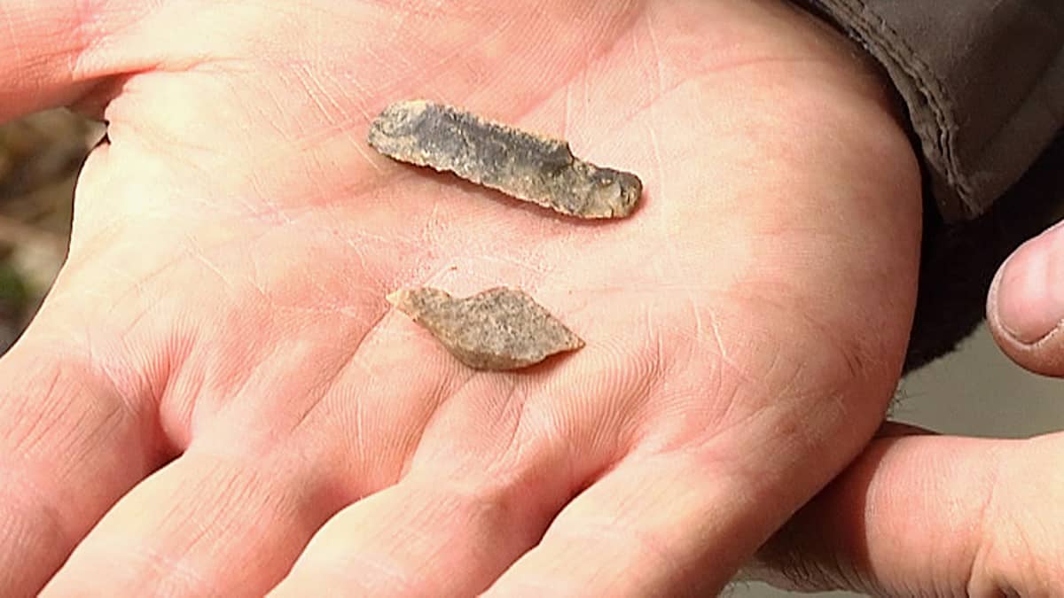 Kuurmanpohjan kaivauksista löytynyttä piitä, jonka epäillään olevan kotoisin Keski-Venäjältä