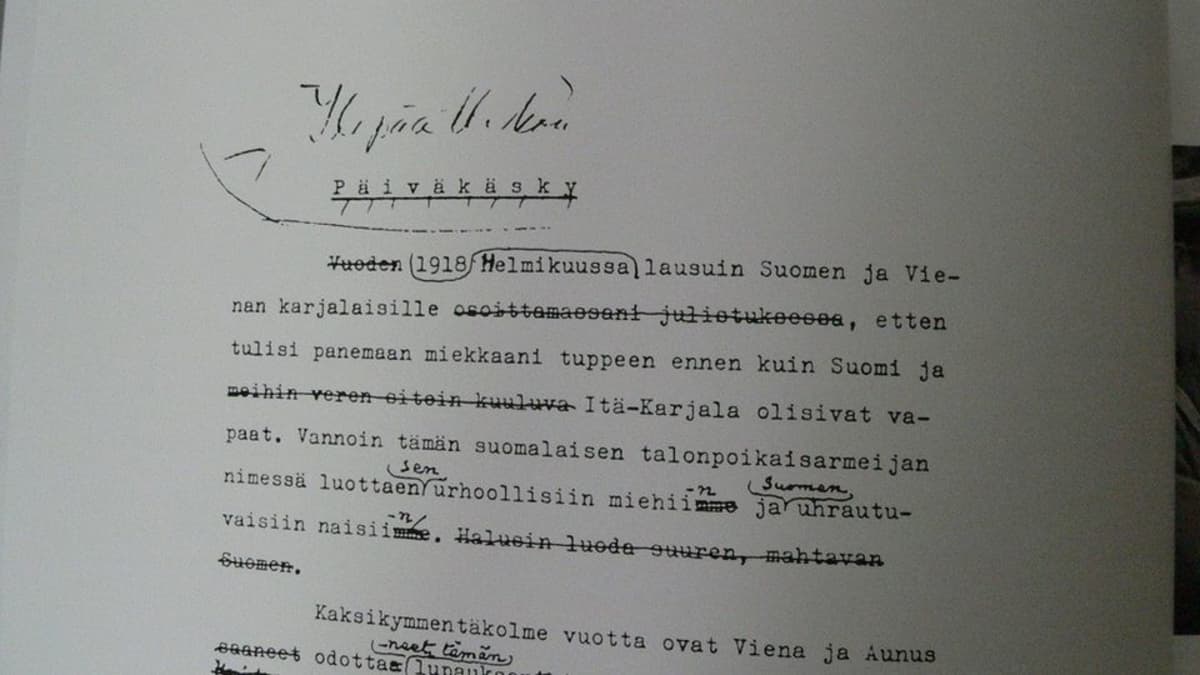 ylipäällikön päiväkäsky heinakuussa 1941