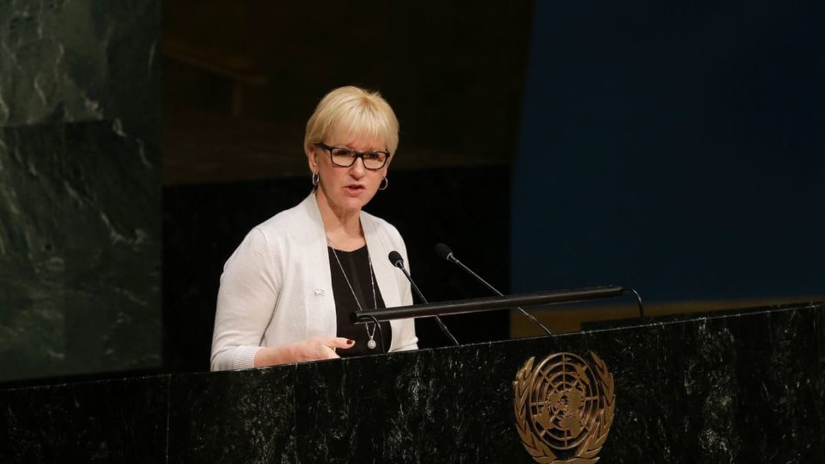 Ruotsin ulkoministeri Margot Wallström valokuvattuna YK:n päämajassa New Yorkissa huhtikuussa 2015.