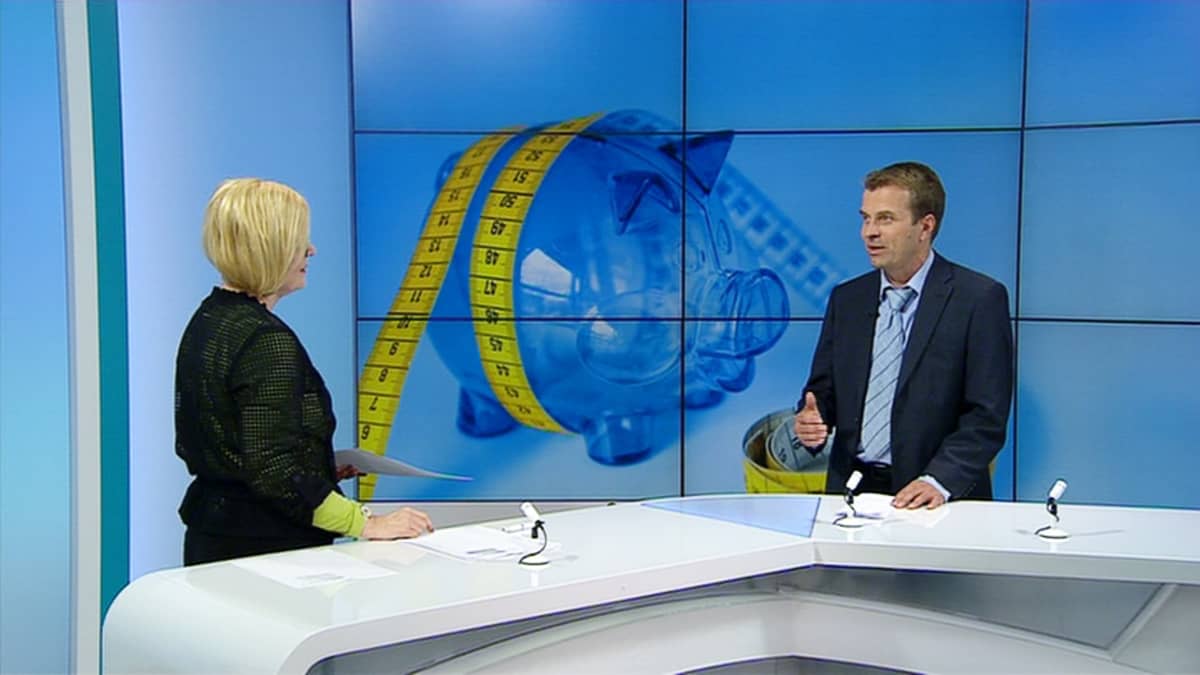 Professori Roope Uusitalo Tytti Sulanderin haastateltavana.