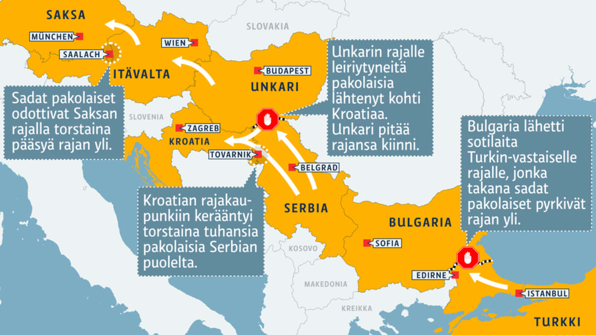 Turvapaikanhakijoiden tie kääntyi Kroatiaan – katso kartta Balkanin uudesta  reitistä | Yle Uutiset