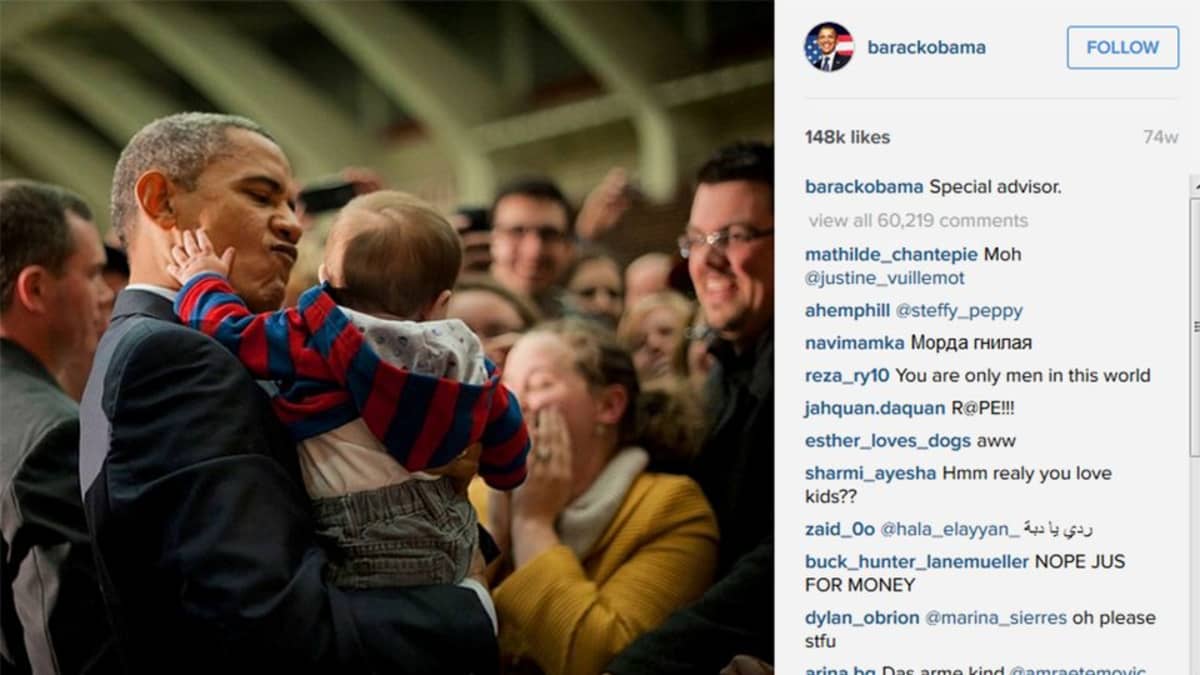 Kuvakaappaus Barack Obaman Instagram -tililtä.