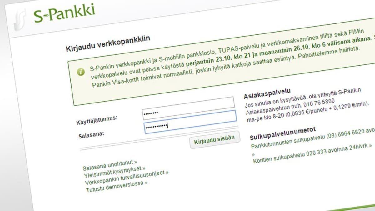 S-Pankin verkkopankki pois käytöstä koko viikonlopun ajan | Yle Uutiset