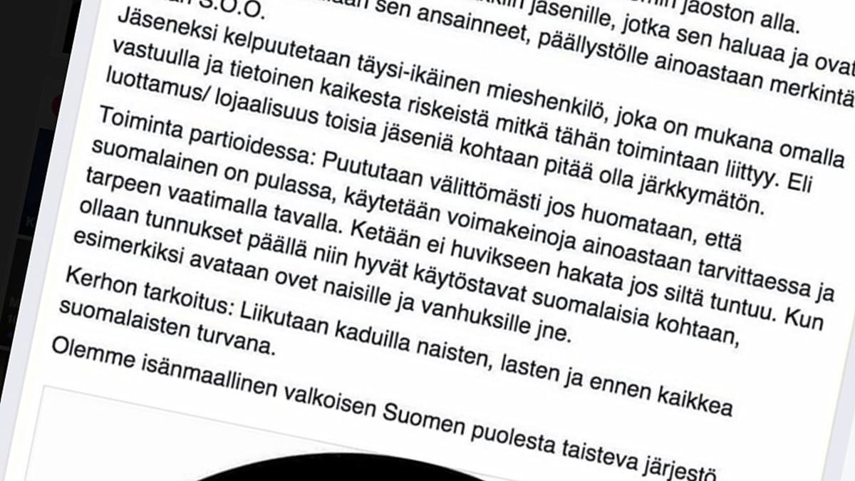 Soldiers of Odin Joensuun jäsenen tekemä päivitys Facebookissa.