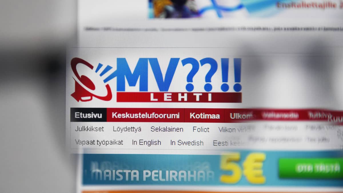 MV -nettilehden etusivu.