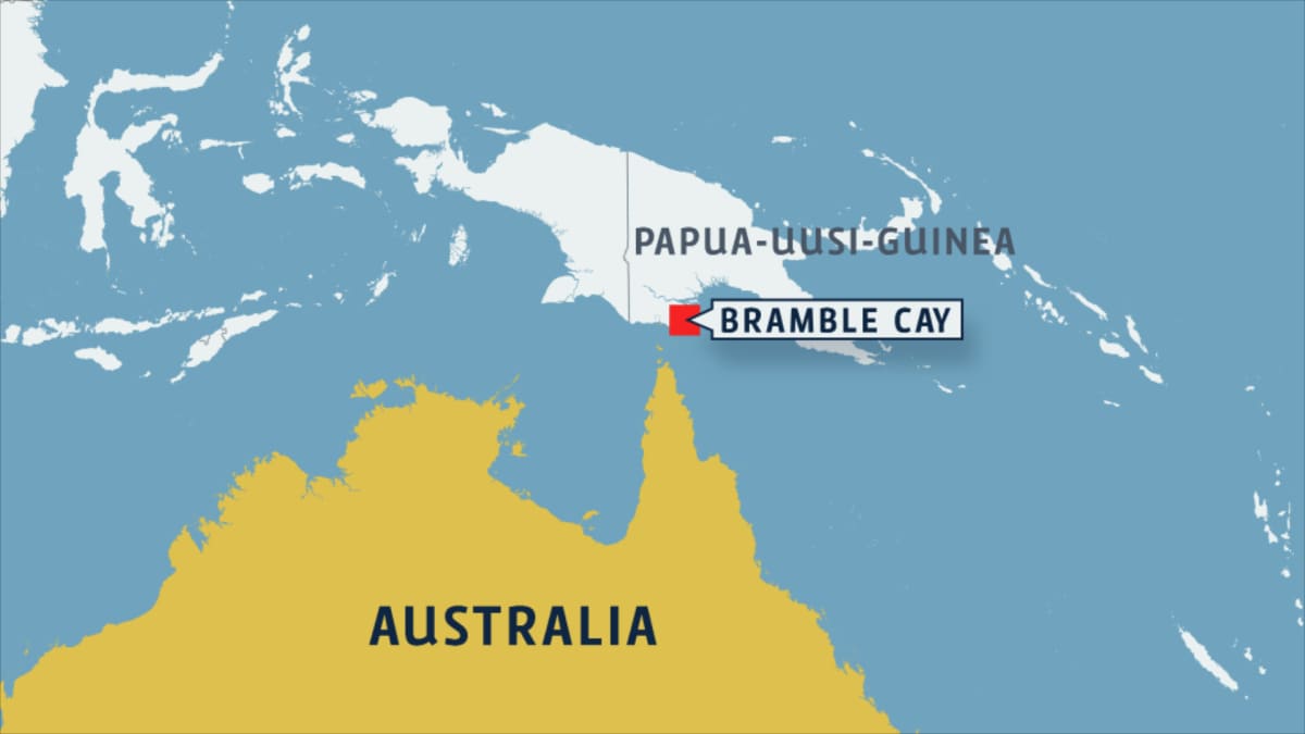 Australian kartta jossa Bramble Cay