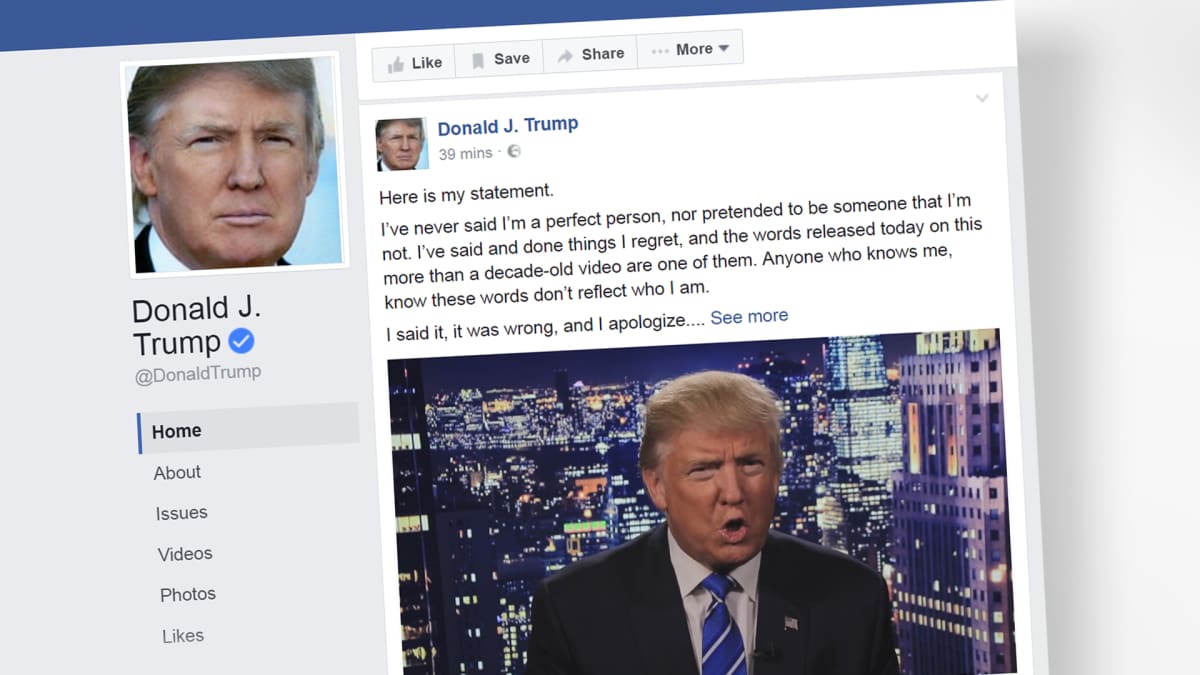 Kuvakaappaus Donald Trumpin Facebook-sivulta.