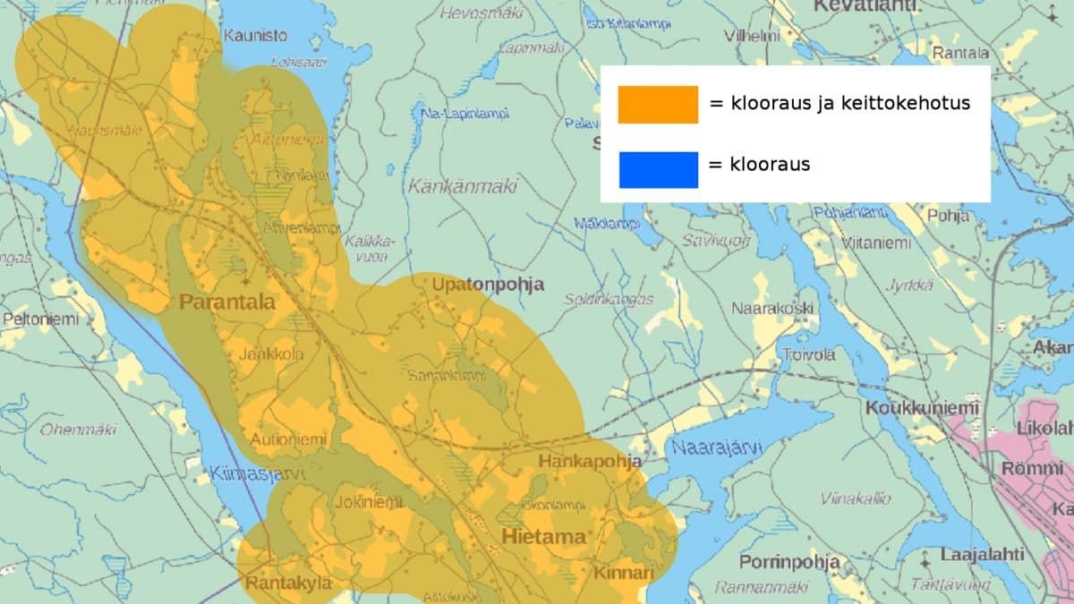 Näillä alueilla Äänekoskella vettä keitetään ja kloorataan – katso kartta |  Yle Uutiset