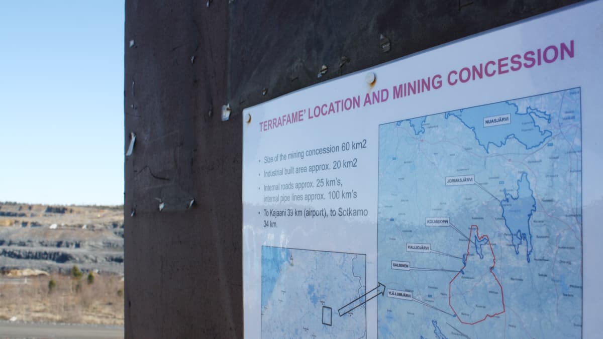 Terrafame' location and mining concession - kartta. 