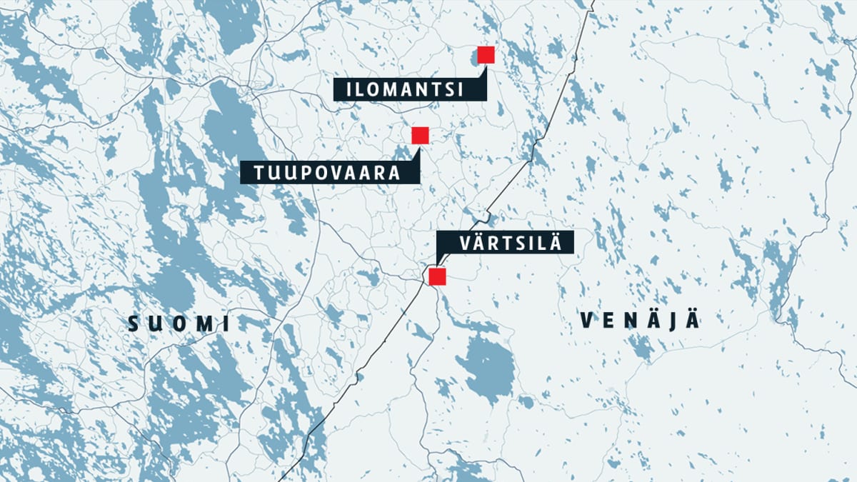 Kartta susien liikkumisesta Venäjän ja Suomen rajalla