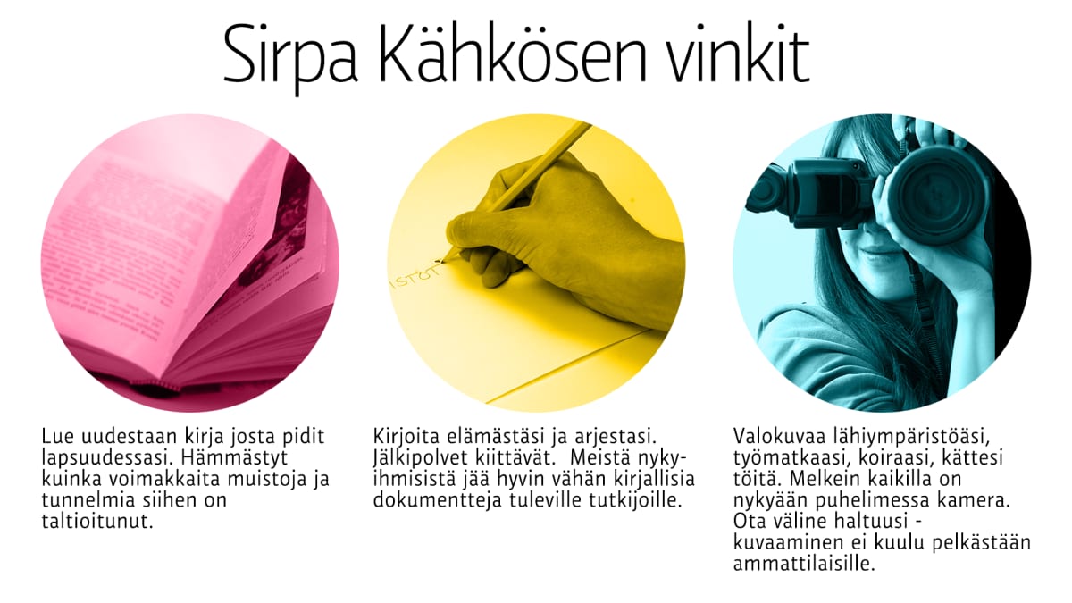 Kuvituskuva Sirpa Kähkösen vinkeistä