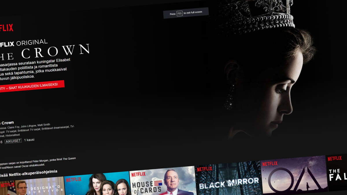 Kuvakaappaus Netflix sarjasta The Crown.