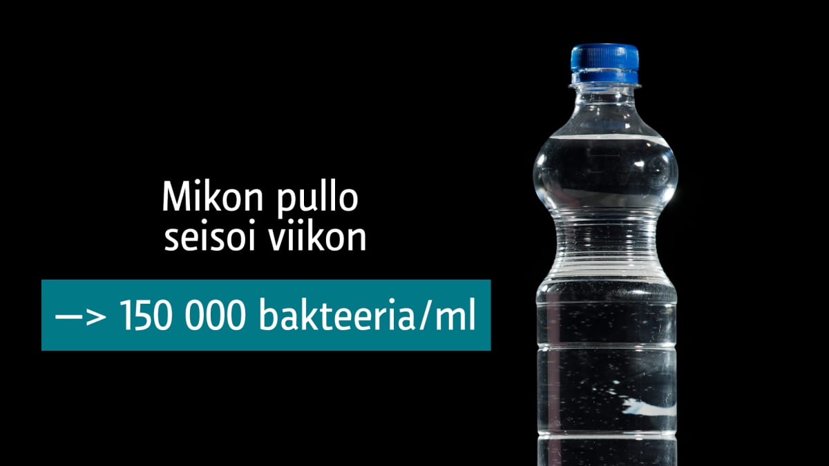 Mikon pullo seisoi viikon ja tulos: 150 000 bakteeria millilitrassa.