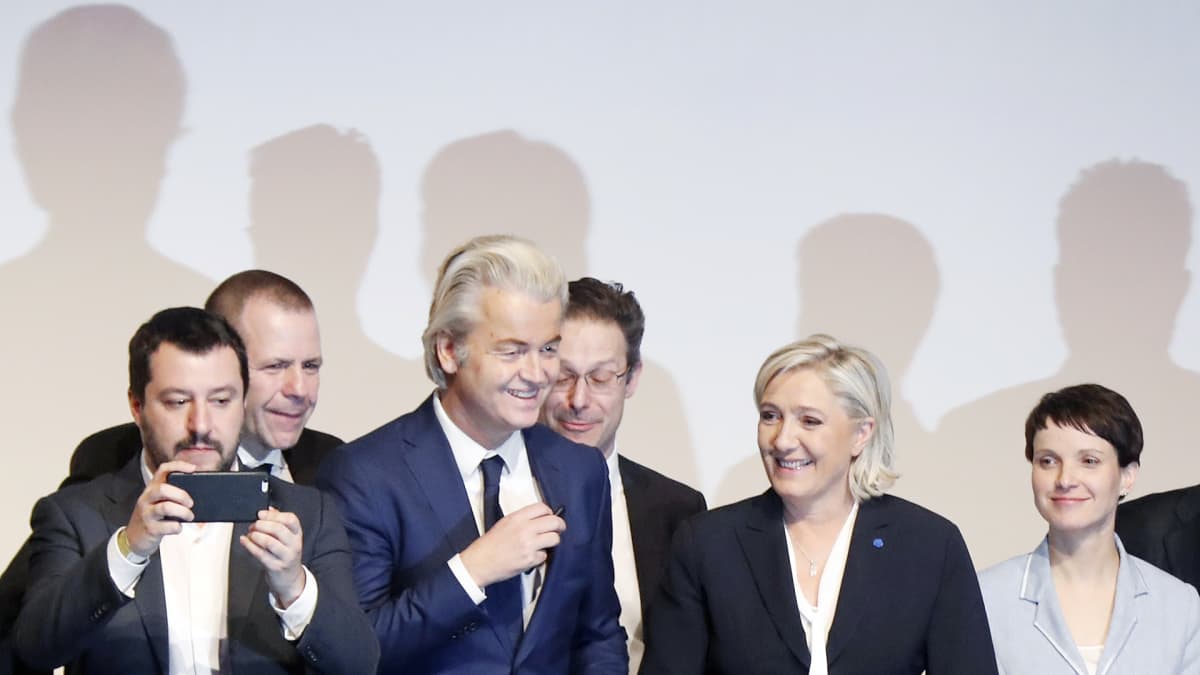 Matteo Salvini, Harald Vilimsky, Geert Wilders, Marcus Pretzell, Marine Le Pen ja Frauke Petry