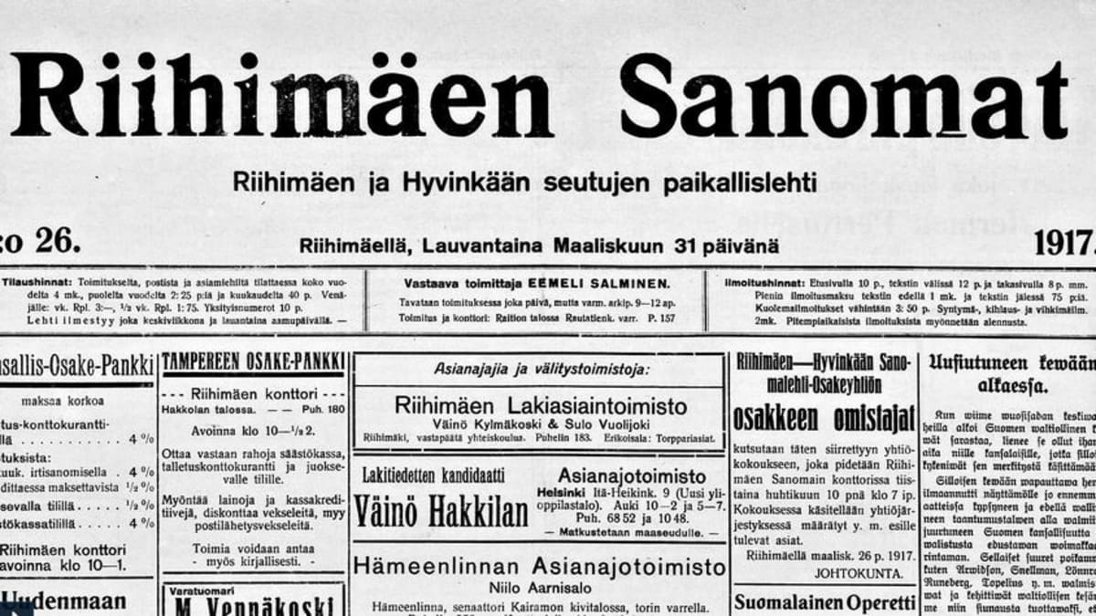 Lehdet 100 vuotta sitten: Svinhufvud Siperiasta Suomeen | Yle Uutiset