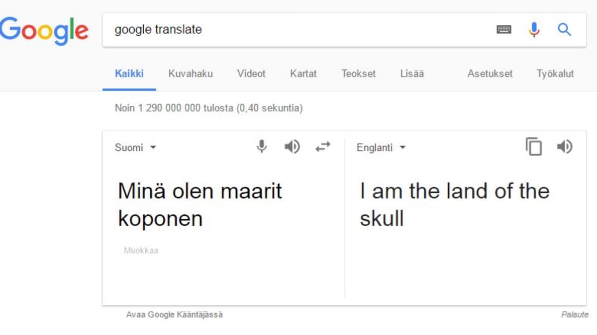 google kääntäjä Maarit Koponen