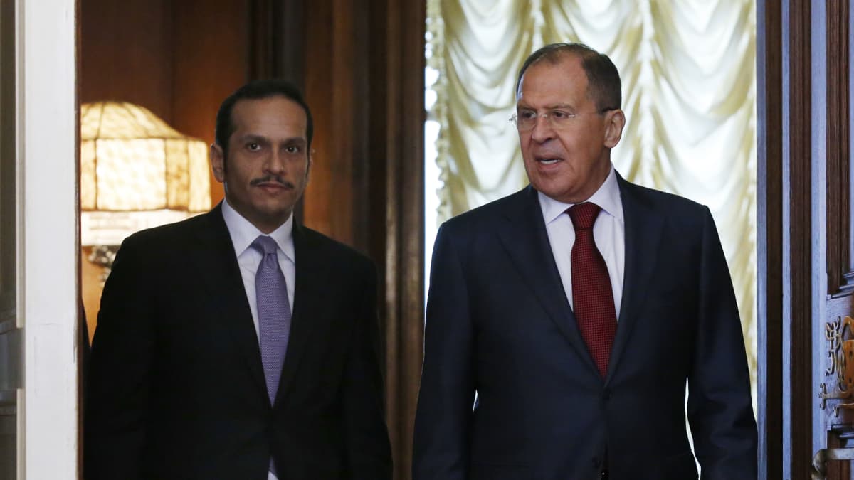 Venäjän ulkoministeri Sergei Lavrov Qatarin ulkoministeri Sheikh Mohammed Al Thani