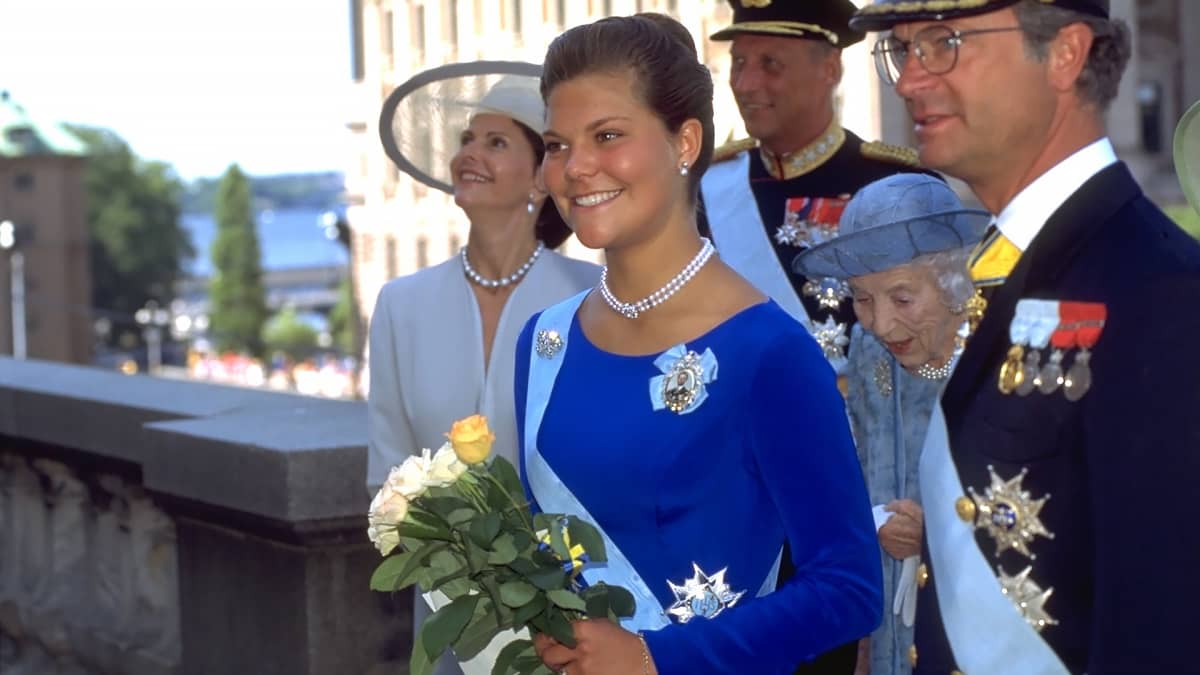 Kruununprinsessa Victoria vietti 18-vuotisjuhlaansa vuonna 1995.