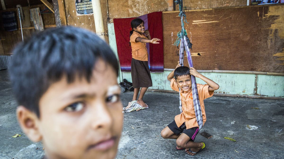 Rohingya-lapsia Medanin pakolaiskeskuksessa Pohjois-Sumatralla, Indonesiassa 11. helmikuuta.