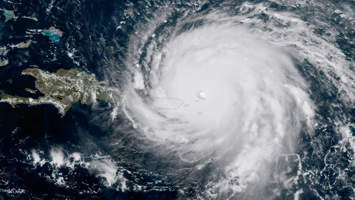 Irma-hurrikaani satelliittikuvassa 6. syyskuuta noin klo 22 Suomen aikaa, kun se oli matkalla kohti Puerto Ricoa.