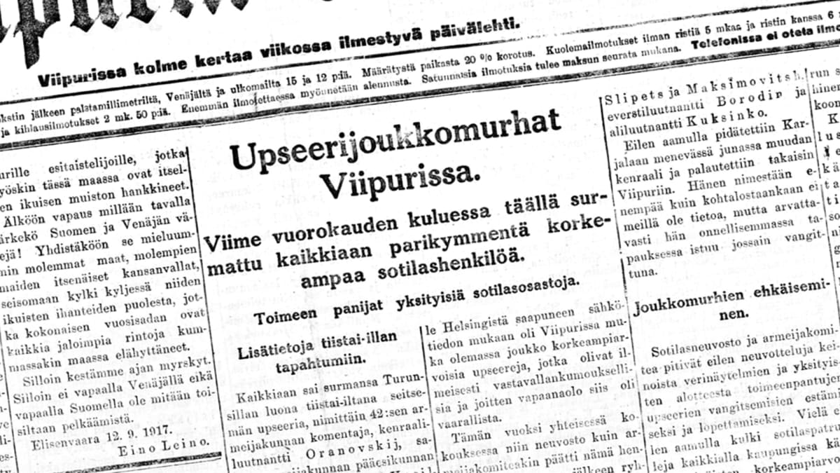 Artikkeli Viipurin Sanomissa.